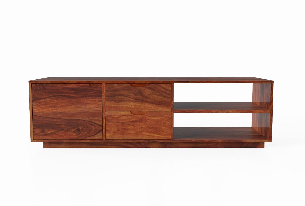 Dumdum Solid Sheesham Wood TV Unit (Natural Finish)