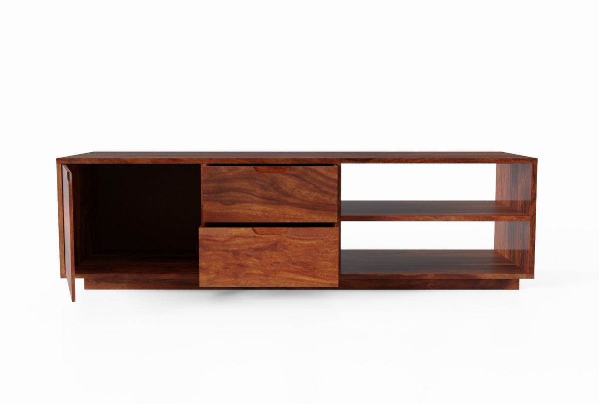 Dumdum Solid Sheesham Wood TV Unit (Natural Finish)