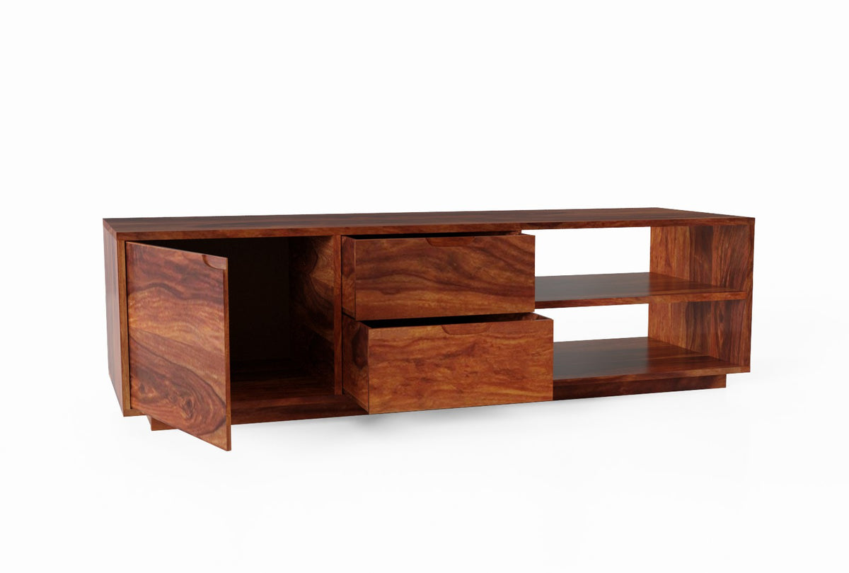 Dumdum Solid Sheesham Wood TV Unit (Natural Finish)