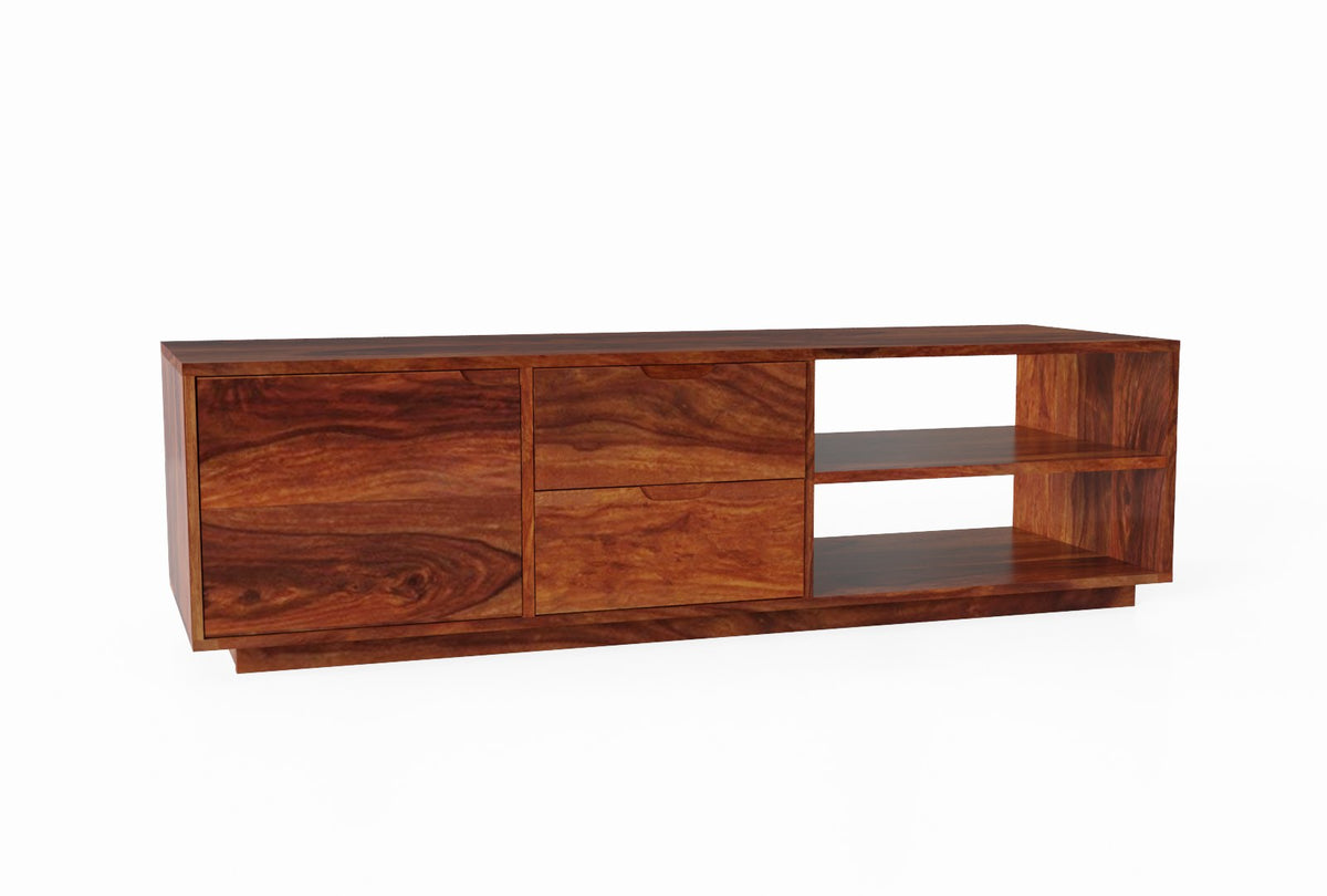 Dumdum Solid Sheesham Wood TV Unit (Natural Finish)