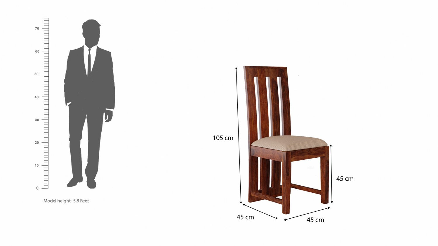 Woodora Solid Sheesham Wood Chair With Cushion (Natural Finish)