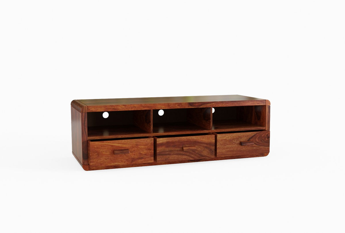 Denzaderb Solid Sheesham Wood TV Unit (Natural Finish)