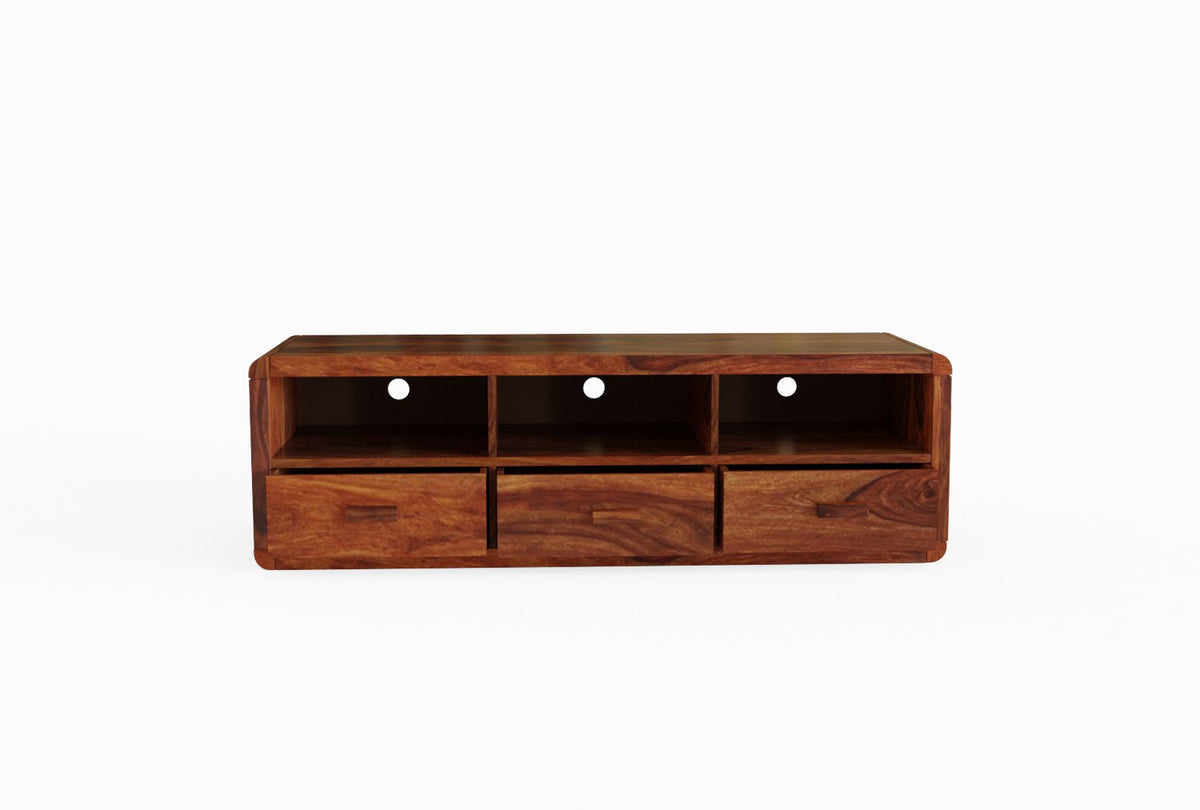 Denzaderb Solid Sheesham Wood TV Unit (Natural Finish)