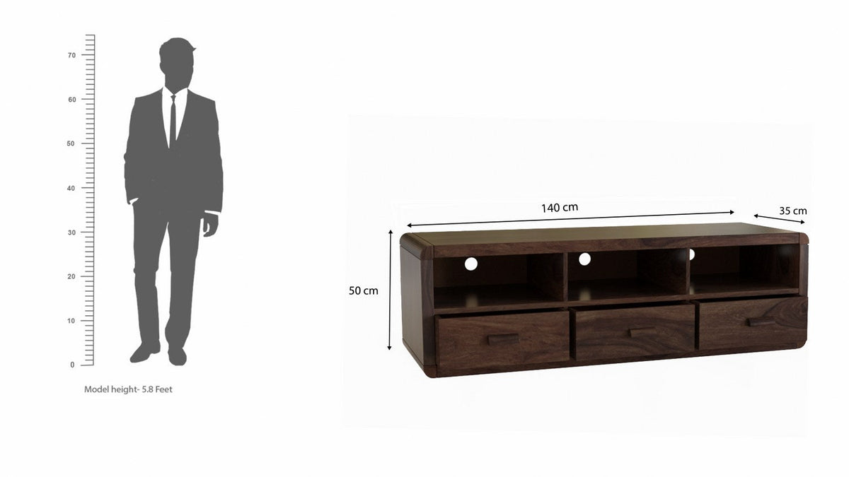 Denzaderb Solid Sheesham Wood TV Unit (Walnut Finish)