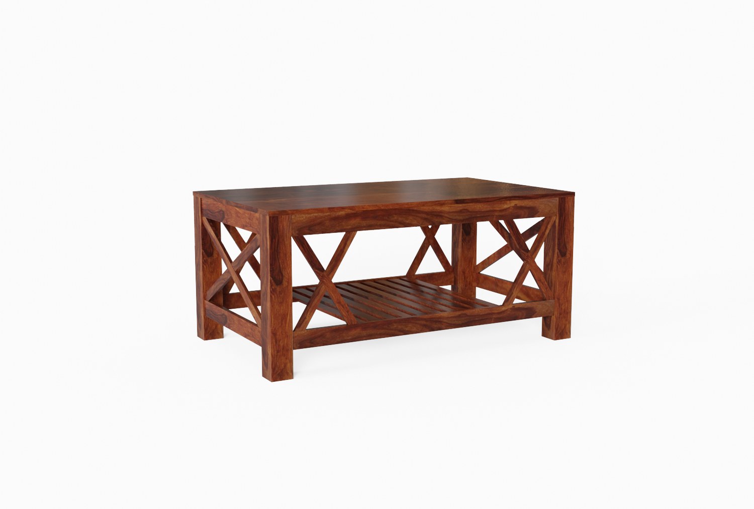 Prio Solid Sheesham Wood Coffee Table (Natural Finish)