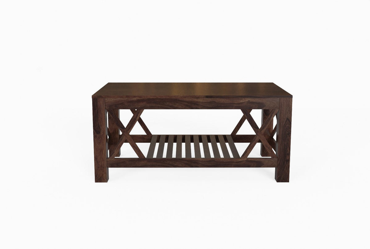 Prio Solid Sheesham Wood Coffee Table (Walnut Finish)