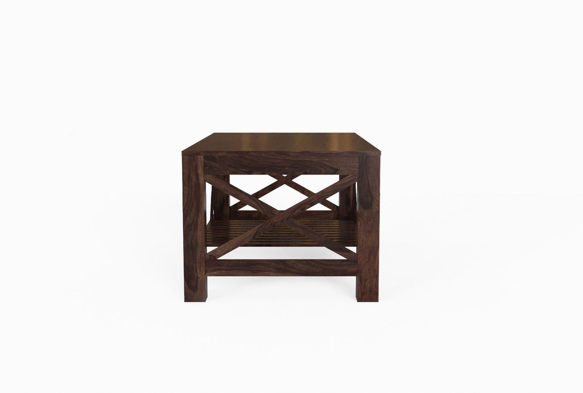 Prio Solid Sheesham Wood Coffee Table (Walnut Finish)