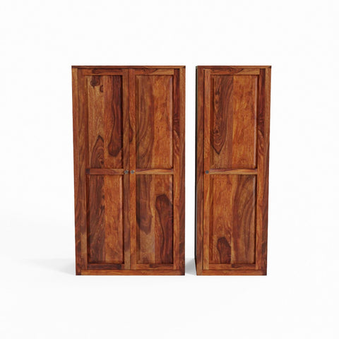 Woodwing Solid Sheesham Wood Wardrobe Set (Natural Finish)