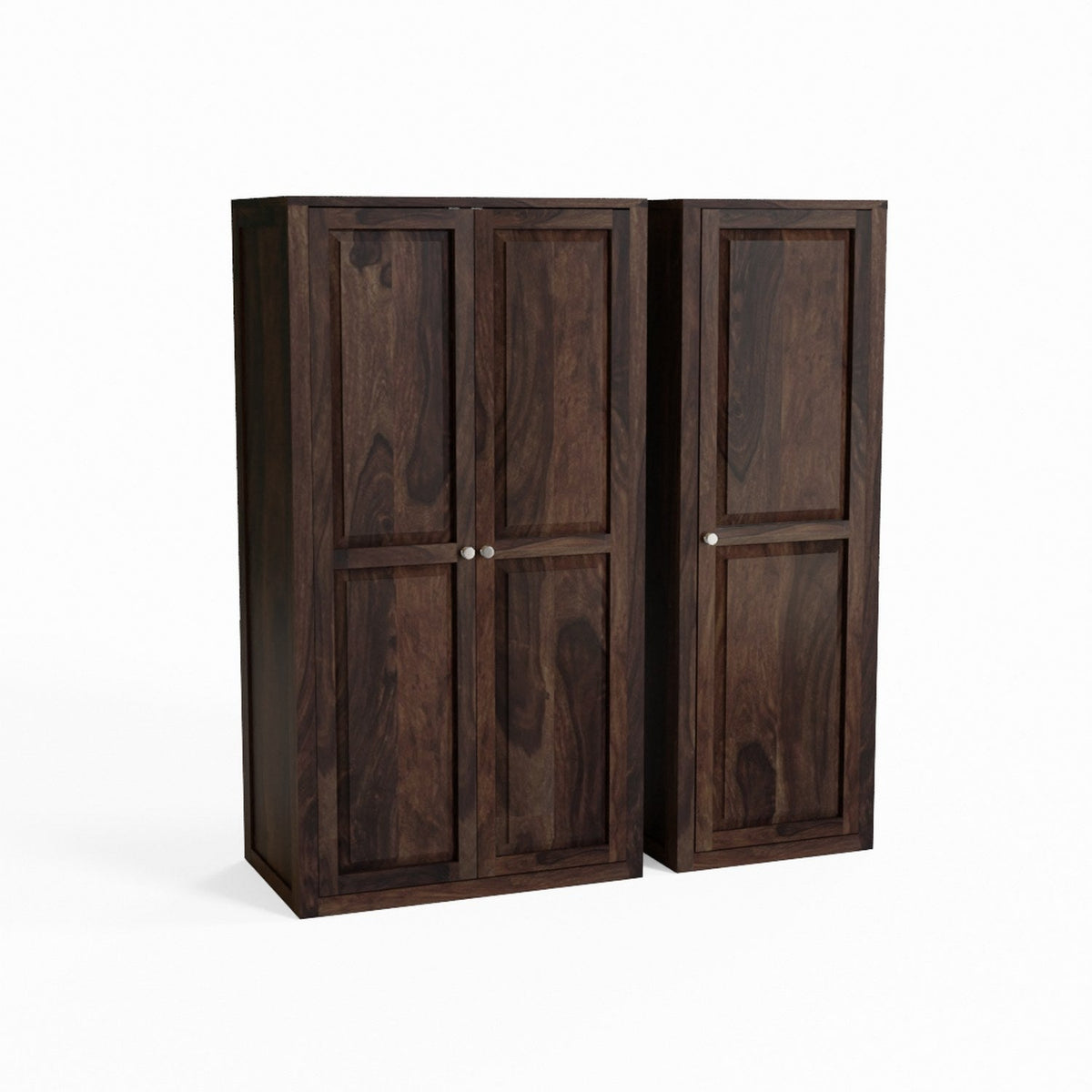 Woodwing Solid Sheesham Wood Wardrobe Set (Walnut Finish)