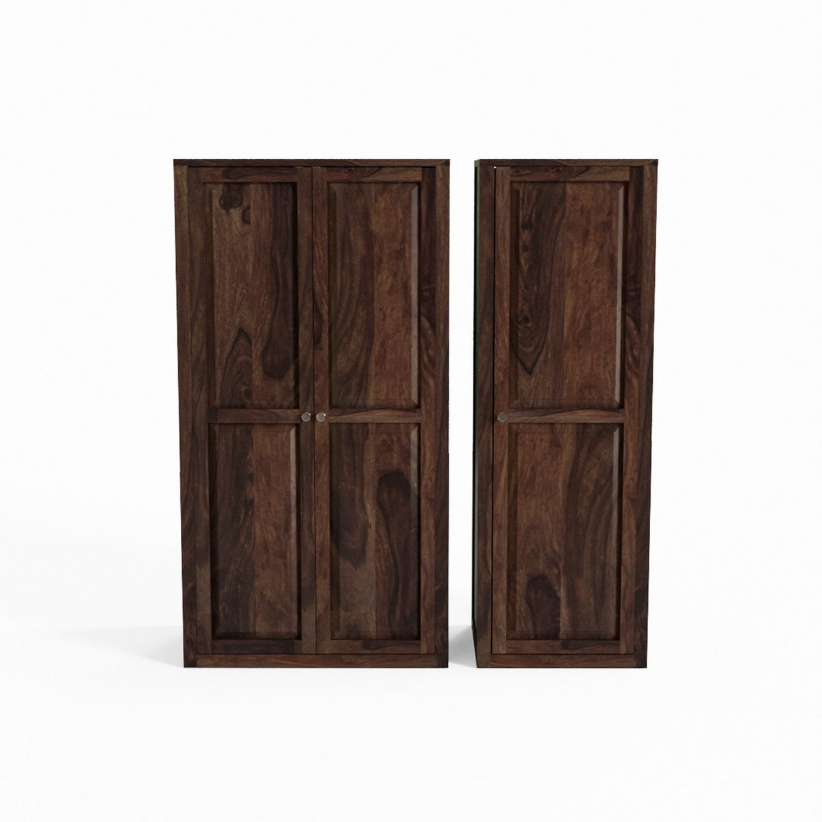 Woodwing Solid Sheesham Wood Wardrobe Set (Walnut Finish)
