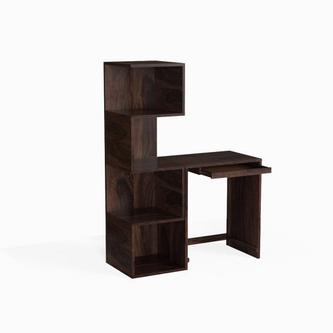 Revista Solid Sheesham Wood Study Table With Bookshelf (Walnut Finish)