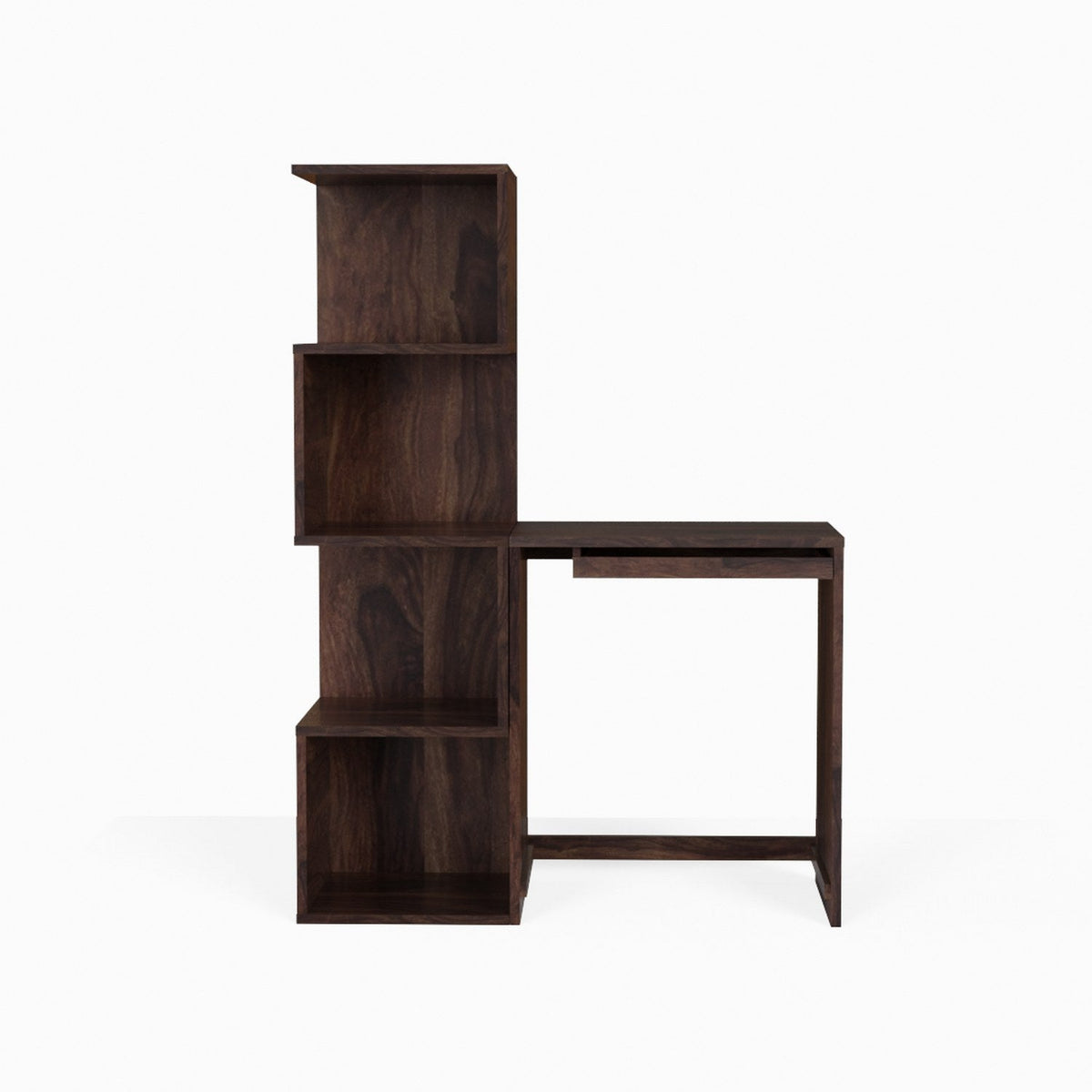 Revista Solid Sheesham Wood Study Table With Bookshelf (Walnut Finish)