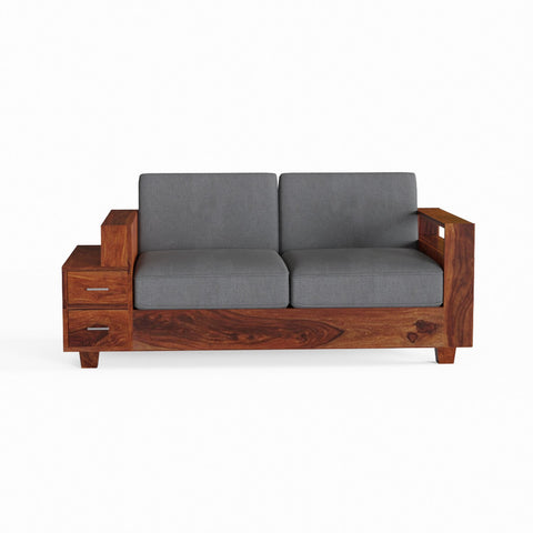 Woodora Solid Sheesham Wood 2 Seater Sofa (Natural Finish)