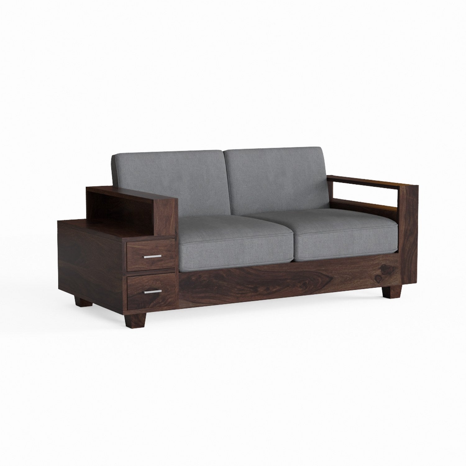 Woodora Solid Sheesham Wood 2 Seater Sofa (Walnut Finish)