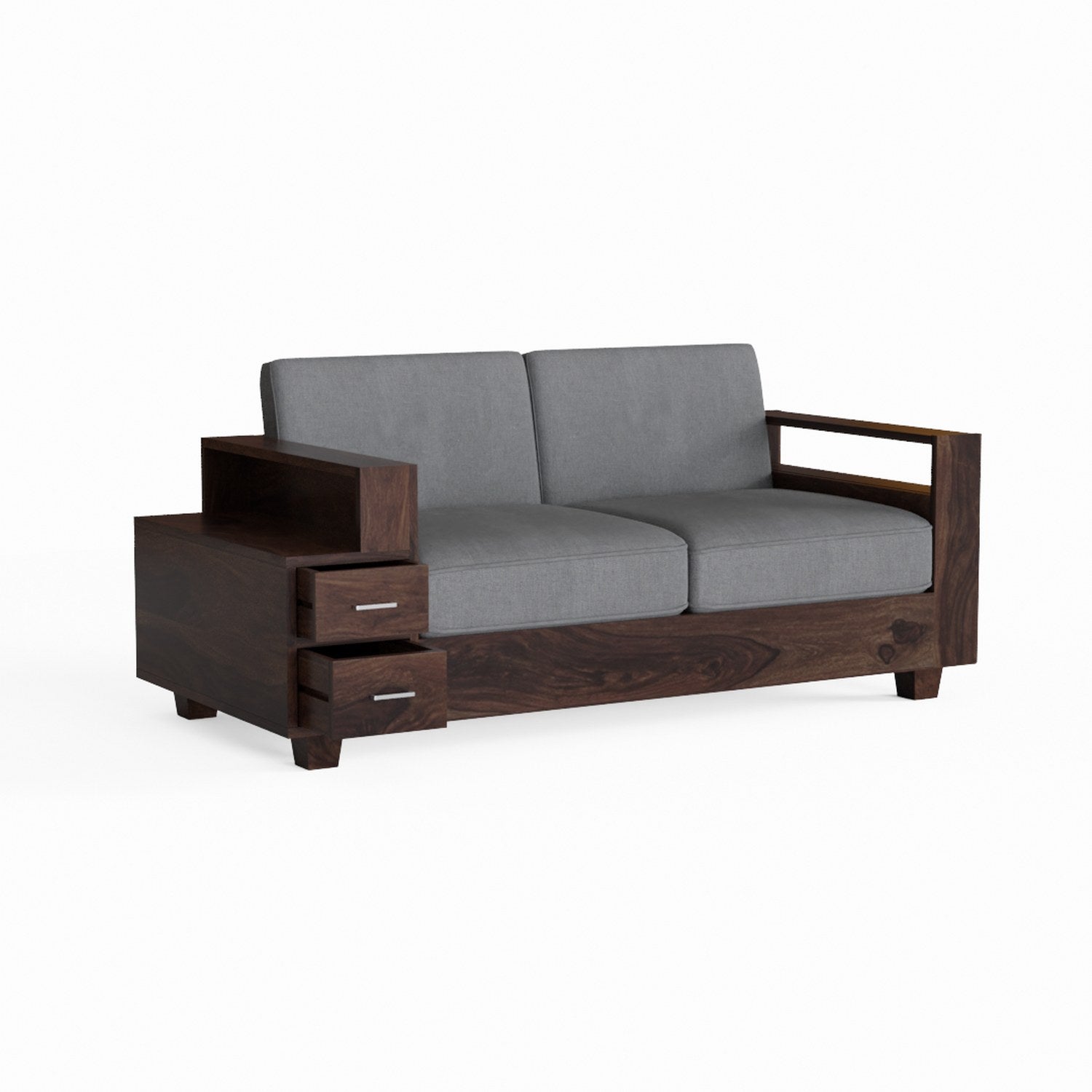 Woodora Solid Sheesham Wood 2 Seater Sofa (Walnut Finish)