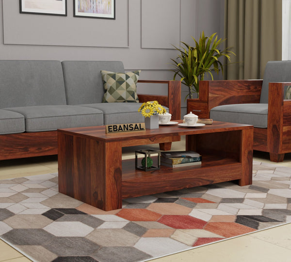 Woodora Solid Sheesham Wood Coffee Table (Natural Finish)