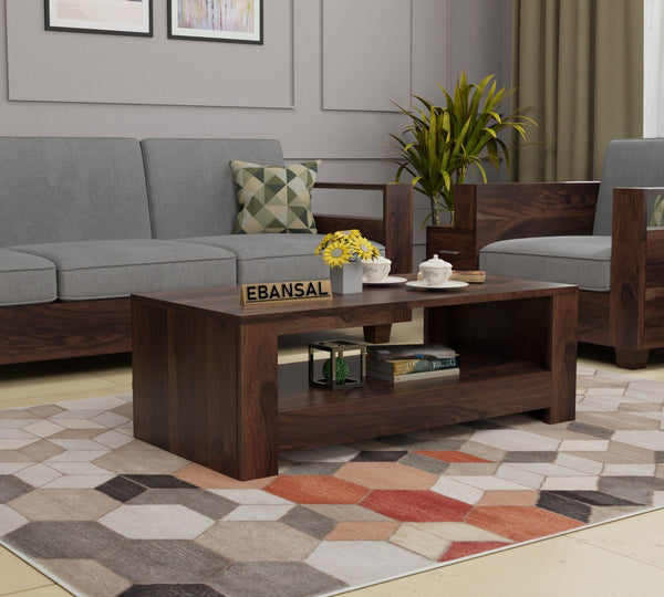 Woodora Solid Sheesham Wood Coffee Table (Walnut Finish)
