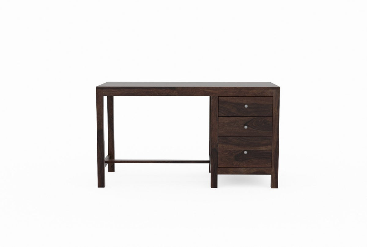 Woodwing Solid Sheesham Wood Study Table With 3 Drawers (Walnut Finish)
