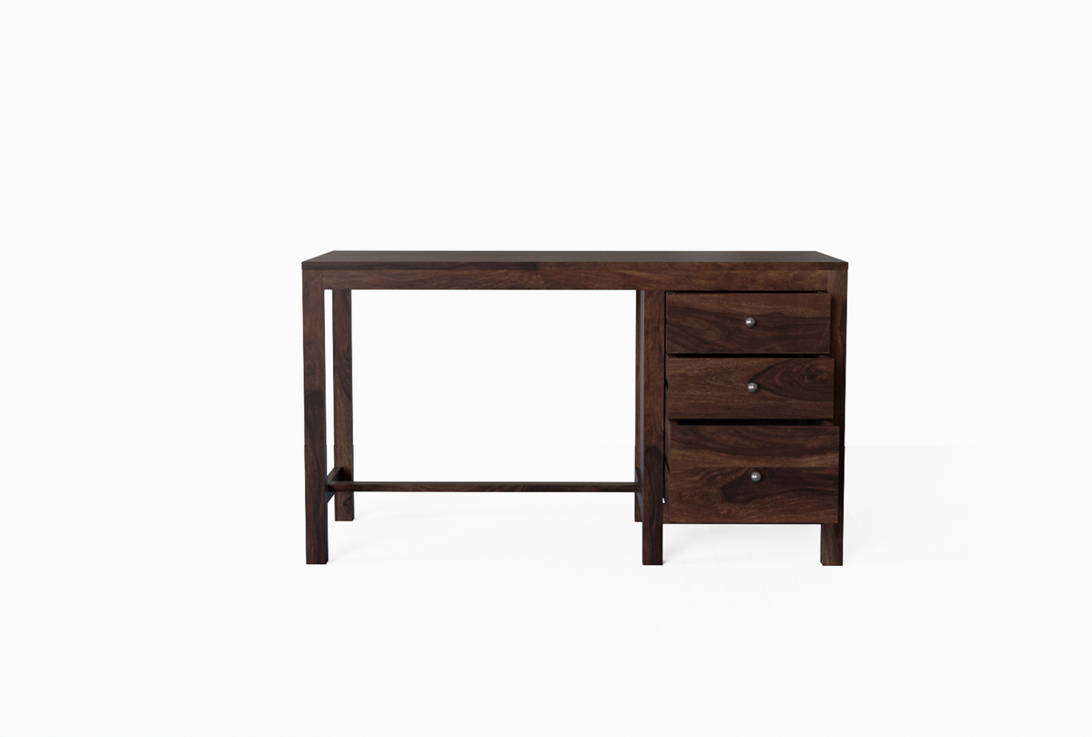 Woodwing Solid Sheesham Wood Study Table With 3 Drawers (Walnut Finish)
