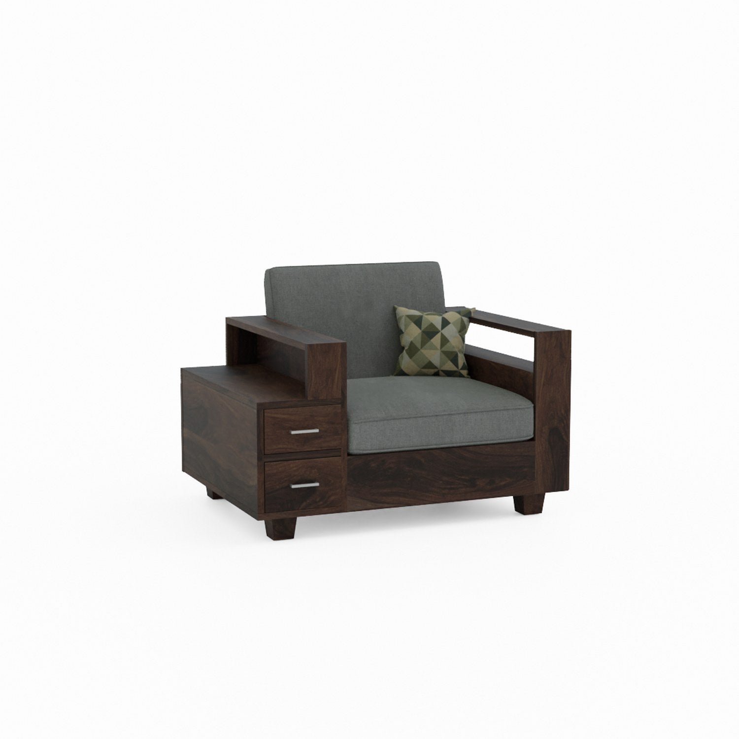 Woodora Solid Sheesham Wood 5 Seater Sofa Set  (3+1+1, Walnut Finish)