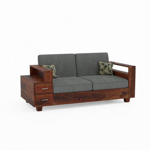 Woodora Solid Sheesham Wood 5 Seater Sofa Set With Coffee Table (3+2, Natural Finish)