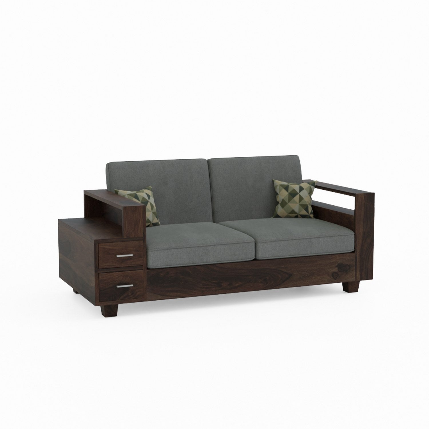 Woodora Solid Sheesham Wood 5 Seater Sofa Set  (3+2, Walnut Finish)