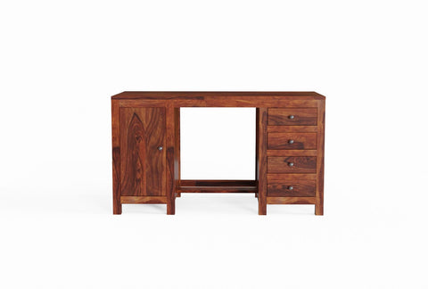 Woodwing Solid Sheesham Wood Study Table With 4 Drawers (Natural Finish)