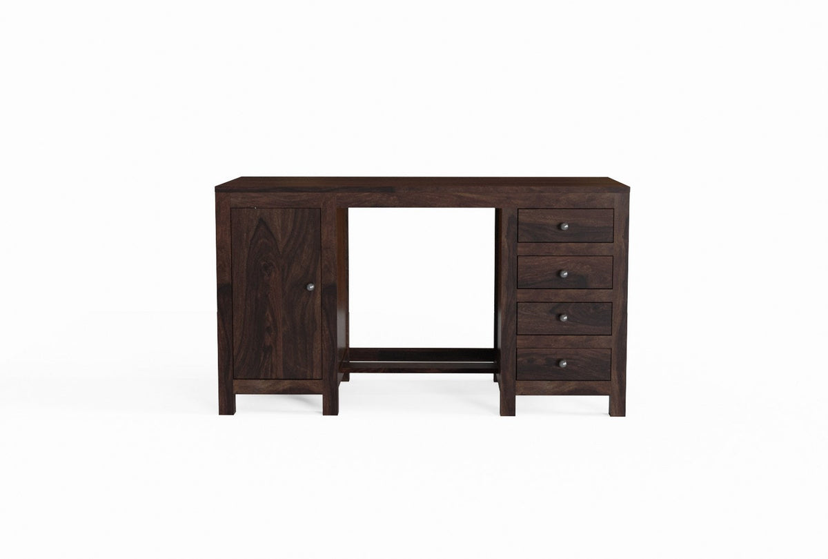 Woodwing Solid Sheesham Wood Study Table With 4 Drawers (Walnut Finish)