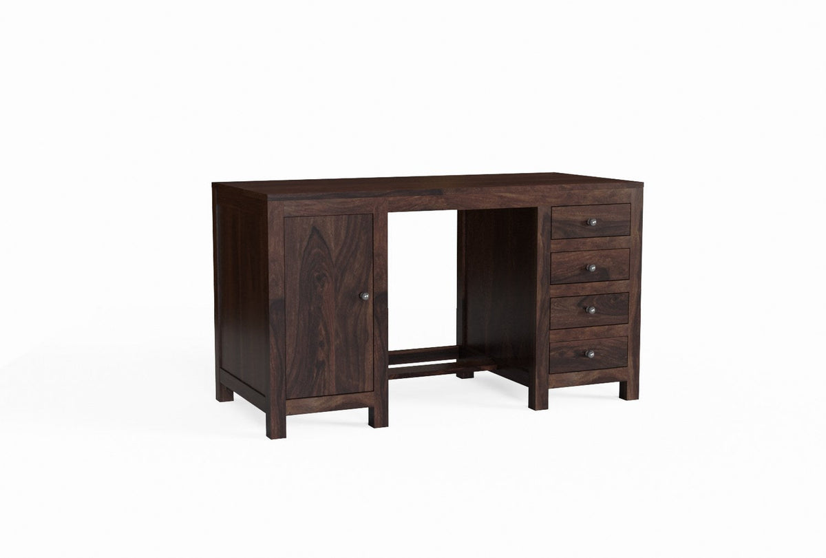 Woodwing Solid Sheesham Wood Study Table With 4 Drawers (Walnut Finish)