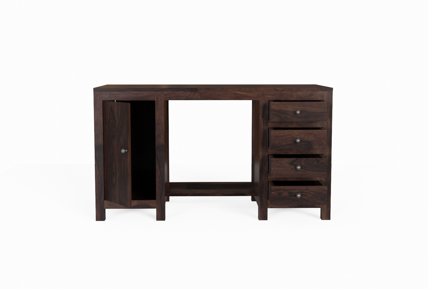 Woodwing Solid Sheesham Wood Study Table With 4 Drawers (Walnut Finish)