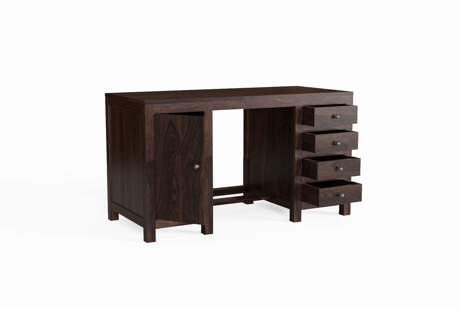 Woodwing Solid Sheesham Wood Study Table With 4 Drawers (Walnut Finish)