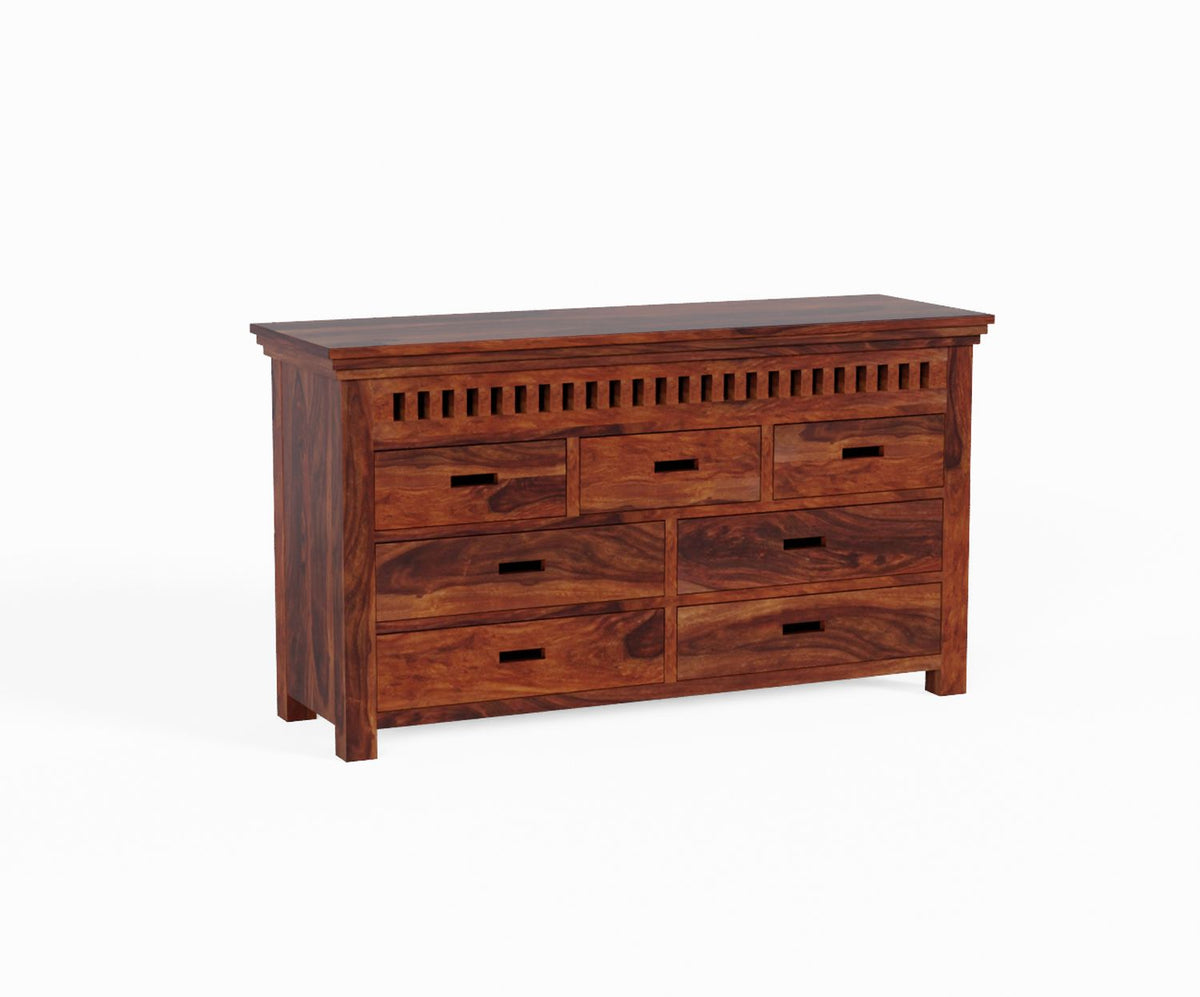 Amer Solid Sheesham Wood Chest of Drawers (Natural Finish)