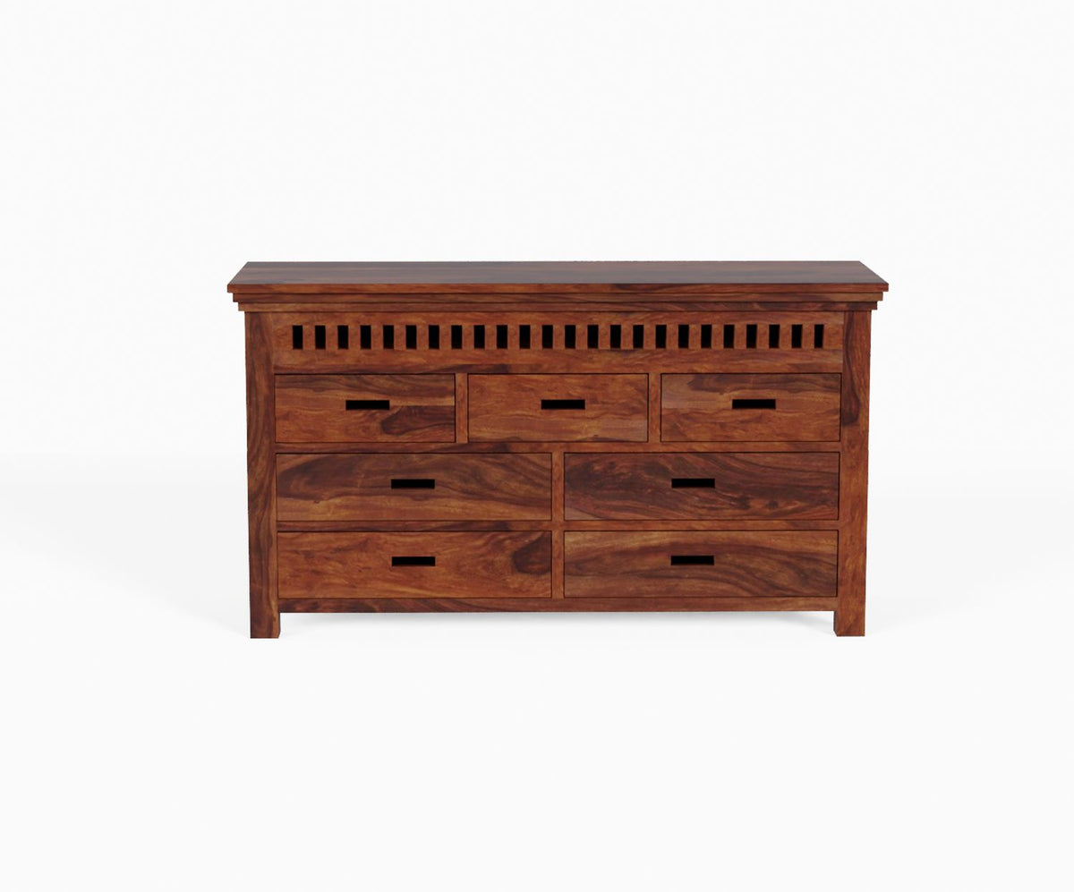 Amer Solid Sheesham Wood Chest of Drawers (Natural Finish)