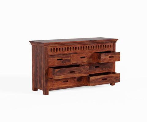 Amer Solid Sheesham Wood Chest of Drawers (Natural Finish)