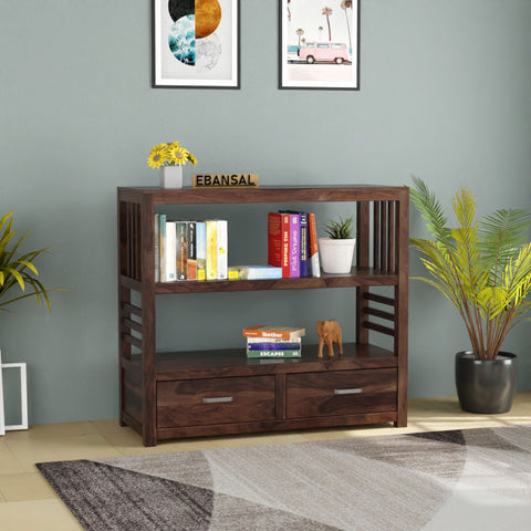 Trinity Solid Sheesham Wood Cabinet With Drawers (Walnut Finish)