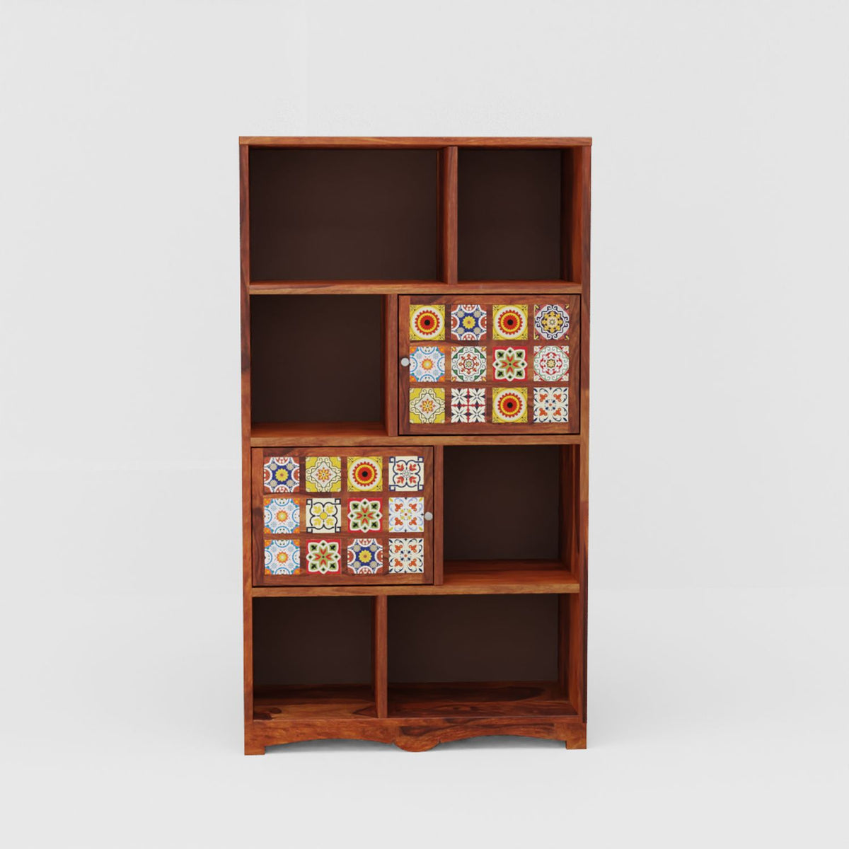 Dotwork Solid Sheesham Wood Bookshelf (Natural Finish)